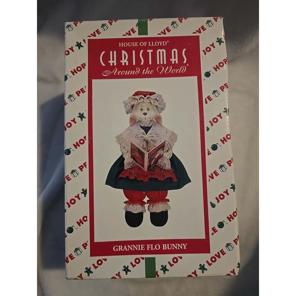 House of Lloyd Grannie Flo Bunny Porcelain Rabbit Christmas Around The World New